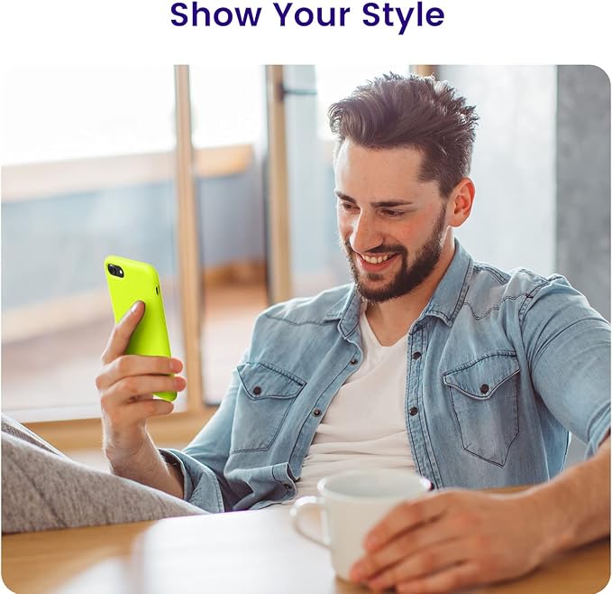 OTOFLY for iPhone SE Case 2022/2020,iPhone 8/7 [Shockproof Silicone] [Military Grade Drop Tested] [Anti-Fingerprint & Anti-Slip] Phone Case for 4.7 Inch- Fluorescent Yellow