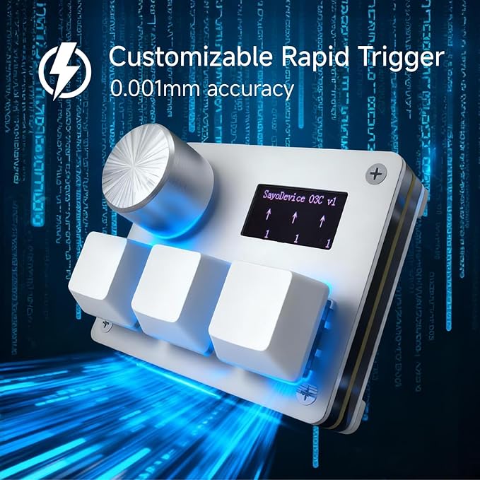 O3C Rapid Trigger Hall Effect Keyboard Suitable for OSU and Geometry Dash Rhythm Game Macro Keypad with Magnetic Linear Switches (Silvery, Gateron Jade Pro Green Switch)