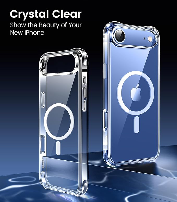 Mkeke Magnetic Designed for iPhone Air Case Clear, [Compatible with MagSafe] [Not Yellowing] [Military-Grade Drop Protection] Protective Case for iPhone 17 Air Case with Shockproof Bumper 2025