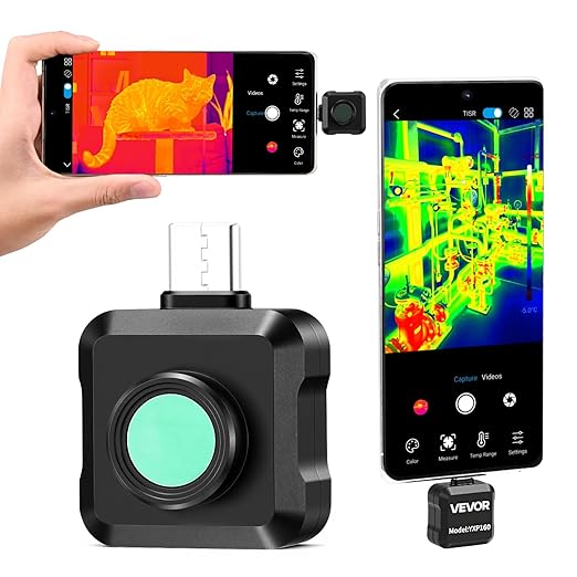 VEVOR 2025 Upgraded Thermal Camera for Android,Pro Thermal Imaging Camera with Macro Lens, Infrared Camera with 320 x 240 TISR Super Resolution, 15X Zoom, Thermal Imager for Phone (P2 Pro Android)