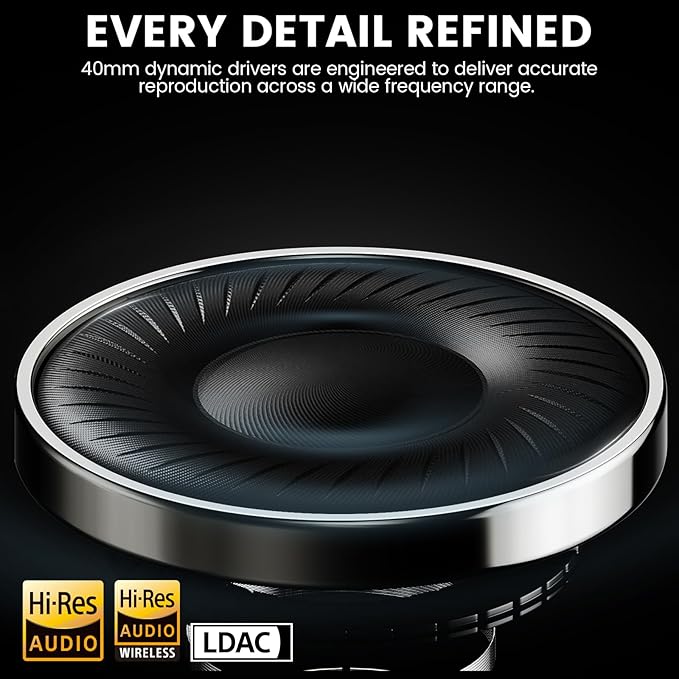 1Mii Y8+ Hybrid Active Noise Cancelling Headphones, 100H Playtime, Bluetooth 6.0 Over Ear LDAC Wireless Hi-Res Audio & Deep Bass, Comfortable for Travel Airplane Home Office, Custom EQ via App, Black