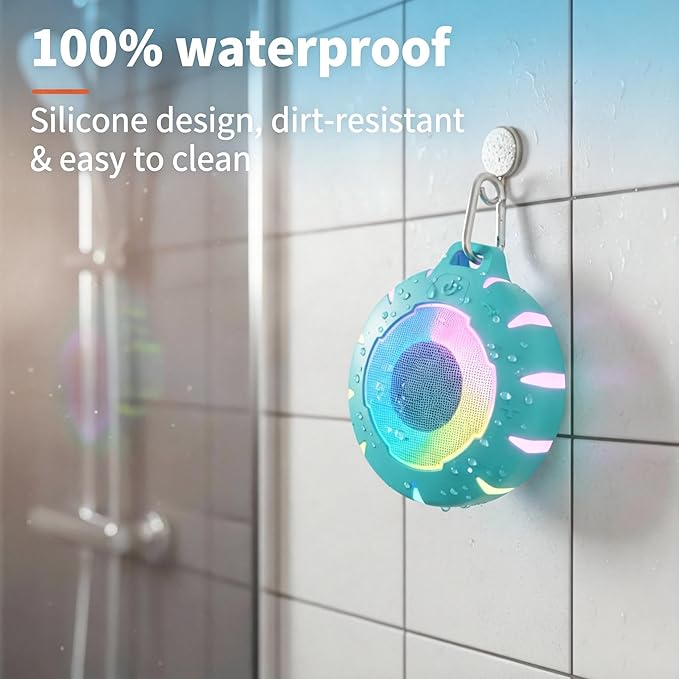 HEYSONG Waterproof Shower Bluetooth Speaker, Durable & Portable with Clear Sound, Ideal for Shower, Pool, Beach & Kayaking – Great Gift for Girls, Women & Men