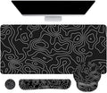 LATEEFAH Mouse Pad with Wrist Rest, Large Mouse Pad, Ergonomic Gaming Desk Pad Keyboard Wrist Rest Set, 4-in-1 Desk Mat Keyboard Mat for Home, Office