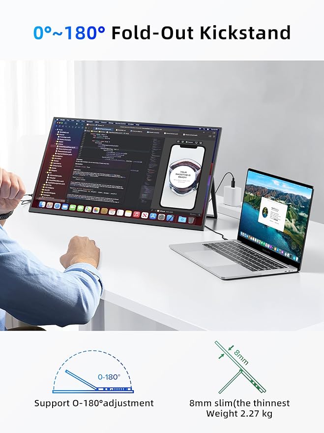 MAGICRAVEN 23.8" Portable Monitor, 1080P 100Hz VESA Large Laptop Screen, USB C/HDMI Second Display with Speakers, Laptop Screen Extender for Windows/Mac/Android/IOS/PS4/Switch/Xbox