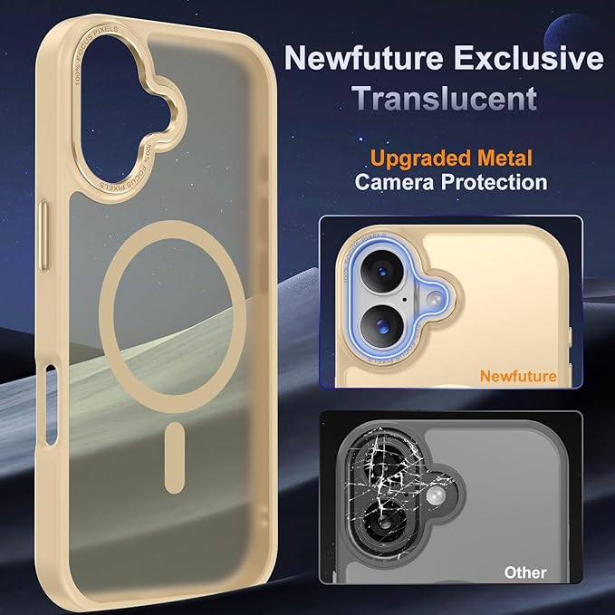 Newfuture Magnetic for iPhone 17 Case [Compatible with Magsafe] [Military Grade Drop Protection] Translucent Matte Anti-Scratch Shockproof Protective Phone Cover 6.3 Inch, Creamy Yellow
