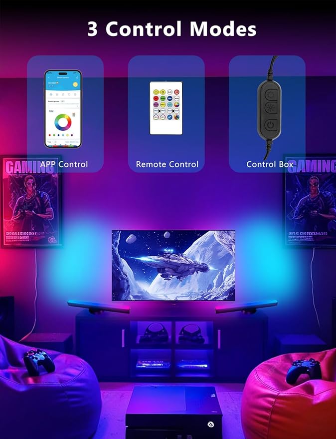 DAYBETTER Smart LED Light Bars, RGB Light Bar, 14 Inches TV Backlights with Scene and Music Modes, Smart Light Bars with Multiple Placement Options, Mood Lighting, PC Gaming Light Bar for Room Decor