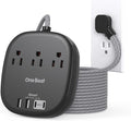 10 Ft Long Extension Cord, Cruise Ship Travel Essentials, 22.5W/4.5A Flat Plug Power Strip with 3 Outlets 4 USB Ports (2 USB C), 10ft Black Power Strip No Surge Protection, Desktop Charging Station