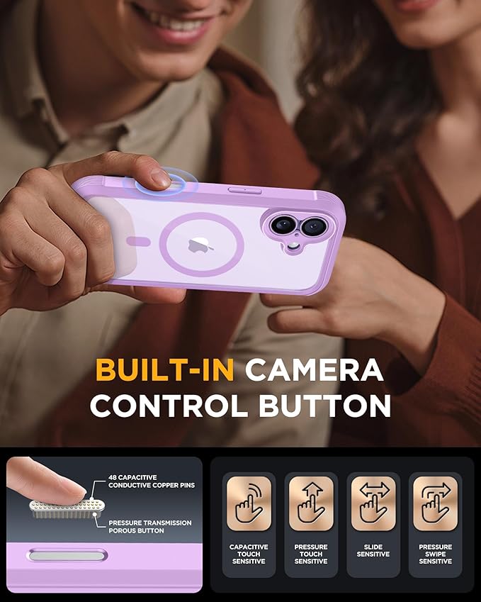 Miracase Magnetic for iPhone 17 Case with Privacy Screen Protector [Compatible with MagSafe],Full Camera Protection and Full Body Shockproof Bumper 17 Phone Cover 6.3", Taro Purple