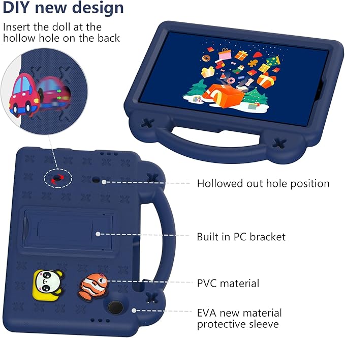 AKABEILA Compatible with Samsung Galaxy Tab A9 8.7 X115N(2023) Tablet Case, Lightweight Shockproof Protective Case with Shoulder Strap & Stand Handle for Girl Kid Gift Navy Blue