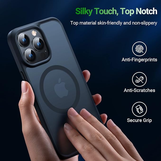 TORRAS Magnetic Shockproof for 15 Pro Max Case, Compatible with MagSafe, Military-Grade Drop Tested, Translucent Slim Protective Case for 15 Pro Max Anti-Fingerprint Anti-Scratch, Blue