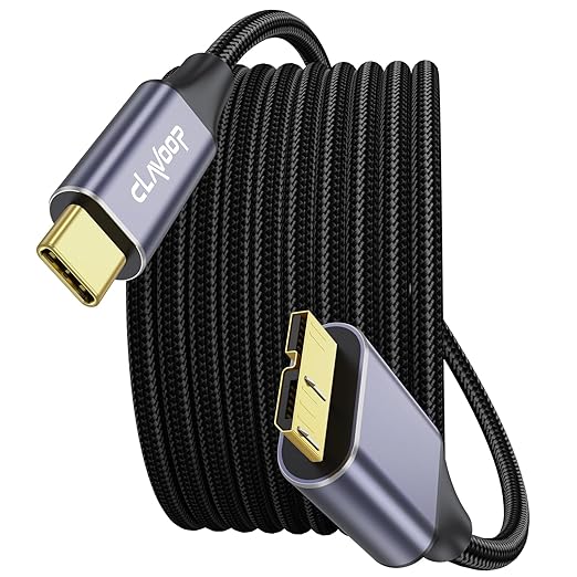 USB C to Micro B 3.0 Cable 10ft, 10Gbps External Hard Drive Type C to Micro-B Cord Data Transfer Replacement for Seagate Toshiba WD My Passport LaCie, Brother Scanner, Laptop, MacBook Pro/Air, Tablet