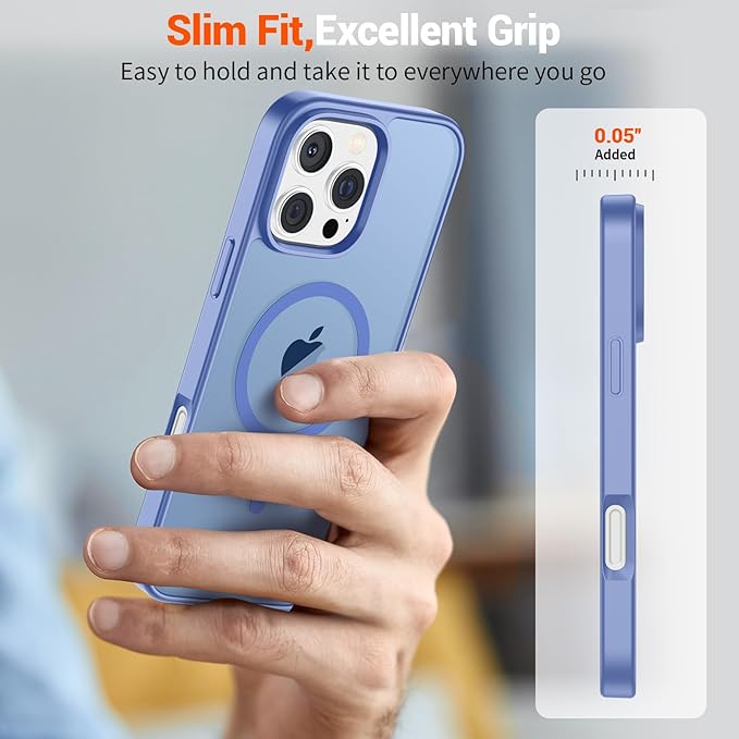 SUPFINE Magnetic for iPhone 16 Pro Case (Compatible with MagSafe) (Military Grade Drop Protection) Slim Translucent Matte Shockproof with Anti-Fingerprint Phone Case,Blue Purple