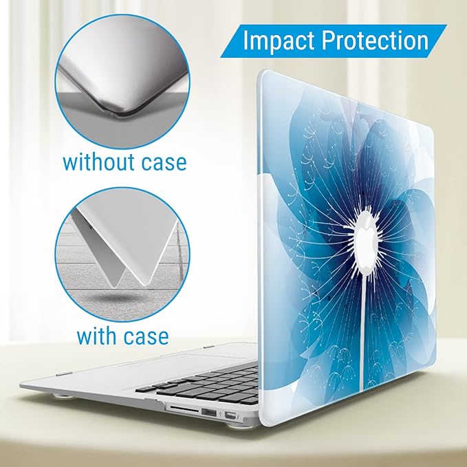 IBENZER Compatible with Old Version MacBook Air 13 Inch Case (2010-2017 Release). Models: A1466 / A1369, Plastic Hard Shell Case with Keyboard Cover for Mac Air 13, Dandelion, A13PGY+1
