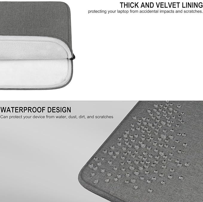 Laptop Sleeve 14 Inch, Shockproof Protective Traveling Computer Cover, Water Resistant Portable Laptop Carrying Bag Compatible for Lenovo, HP, Dell, Asus, MacBook Air/Pro, Gray