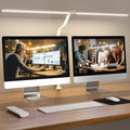 LED Desk Lamp - Bright Dimmable Computer Lamp, 24W Bendable Desk Light for Monitor Screen, Eye-Caring Tall Desktop Light for Task Home Office Work, White, Dual Head