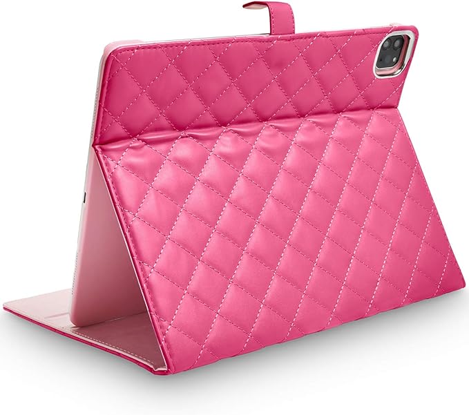 Changjia for iPad Pro 12.9 Inch Case 6th/5th/4th/3rd Generation (2022/2021/2020/2018),Crown Diamond Bling Cute PU Leather Smart Auto Sleep/Wake Stand Shockproof Protective Case for iPad 12.9",Rose Red