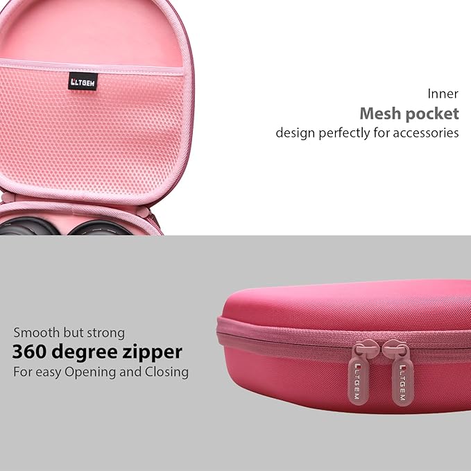 LTGEM Case Compatible with Anker Soundcore Life Q20i / Q20 / Q30 / Q45 Hybrid Active Noise Cancelling Headphones, Pink