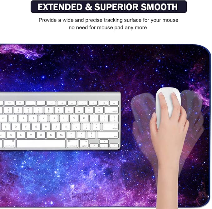 Extended Gaming Mouse Pad(35.4x15.7 in), Large Desk Pad Laptop Computer Keyboard Mat Waterproof Desk Decor Writing Pad for Work, Game, Office, Home - Galactic