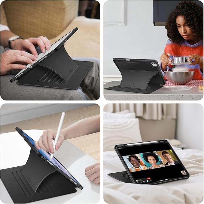 Fintie Magnetic Stand Case for iPad Pro 13-inch (M5) 2025 / (M4) 2024 - Multiple Angles Shockproof Rugged Soft TPU Cover with Pencil Holder, Auto Sleep/Wake, Black