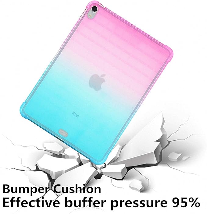 Case for iPad Air 11" M2 (2024) & iPad Pro 11 inch 4th/3rd/2nd/1st Gen (2022/2021/2020/2018) & iPad Air 5th/4th Gen 10.9" (2022/2020) Translucent Frosted Clear TPU Back Cover, Pink & Green