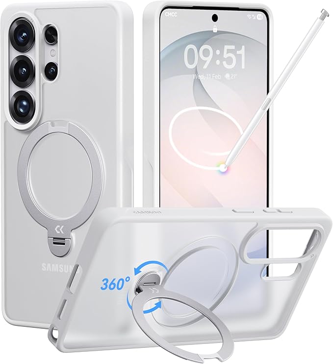 CASEKOO White for 26U Case with 360 Spin Magnetic Stand [Fit for MagSafe] [18FT MIL-STD Protection] Shockproof Invisible Ring Holder Matte s26U Phone Case 6.9''
