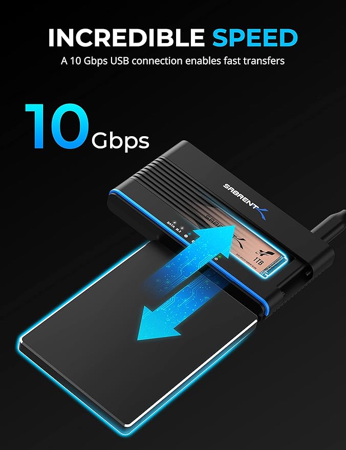 SABRENT USB 3.2 Type C M.2 PCIe NVMe + 2.5/3.5 Inch SSD & HDD Converter [DS-UCMH]