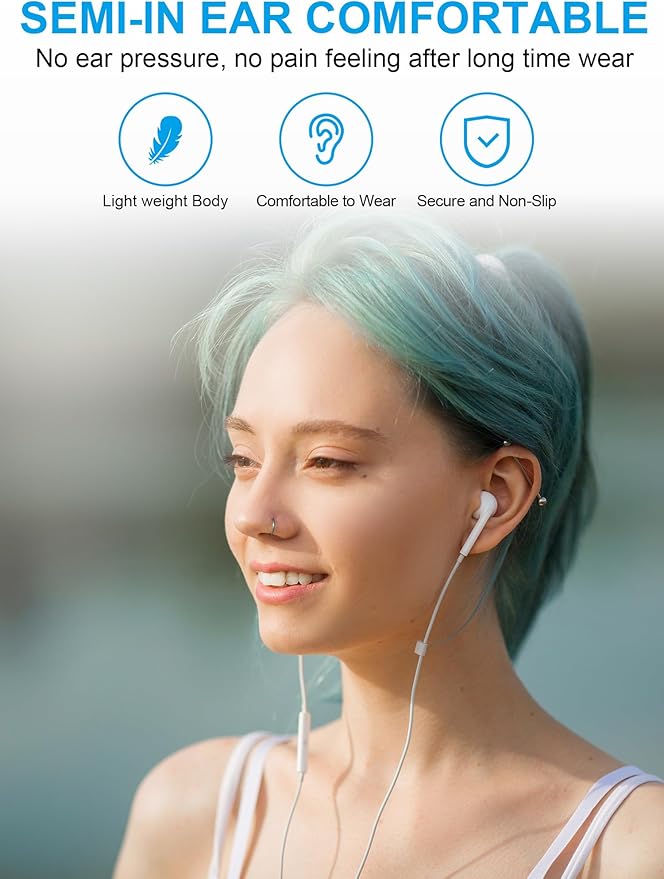 USB C Headphones for iPhone 17 16 15, Wired Earbuds USB C with Microphone & Volume Control, for Apple Headphones Wired, Earphones for iPhone, Android, iPad, Galaxy S25 S24 Ultra, Pixel 9 【2 Packs】