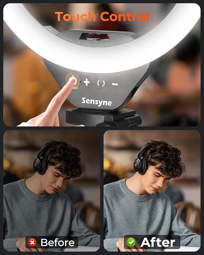 Sensyne Ring Light with Stand, 50" Phone Tripod for iPhone & Android, LED Ring Light with Remote, 3 Color Modes & 10 Brightness Levels for TikTok, Zoom & Video Recording
