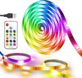 USB Powered LED Strip Light TV Backlight 16.4FT/5M RGB Led Lights Waterproof USB Lights Strip with RF Remote TV/PC Background Bias Lighting Cuttable Strip Lights for Indoor DIY Decoration