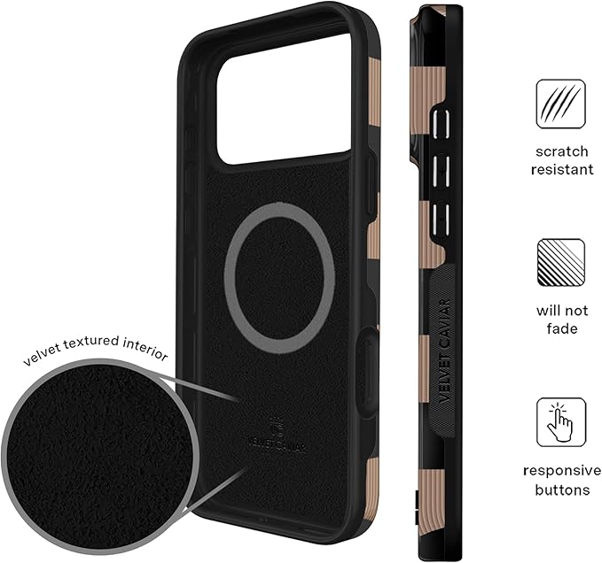 VELVET CAVIAR Case for iPhone 17 Pro | Compatible with MagSafe | 10ft Drop Tested | Protective Designer Cases | Mocha Vibe Checkered 2.0