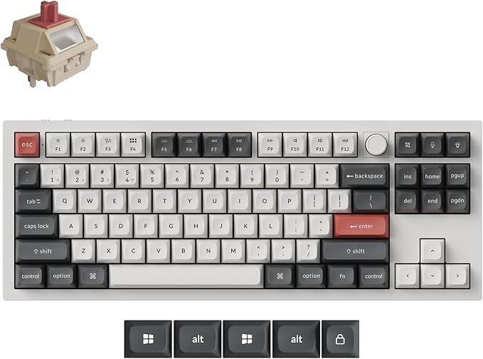 Keychron Q3 Ultra Wireless Mechanical Keyboard 8KHz Polling Rate, TKL 2.4G/Bluetooth 5.3/Wired Up to 660 Hours Long Battery Life, Hot-Swappable Aluminum RGB Gaming ZMK for Mac/Windows/Linux-White