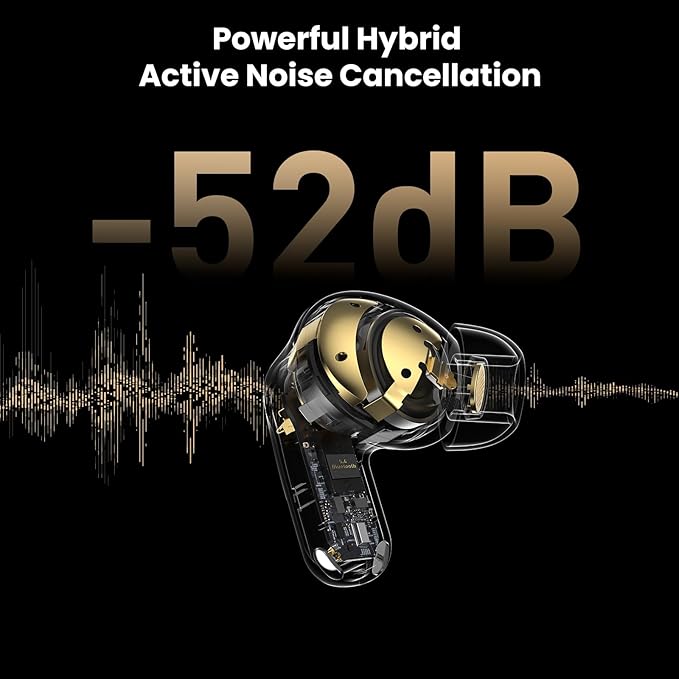 TOZO NC20 Active Noise Cancelling Wireless Earbuds, LDAC Hi-Res Sound Bluetooth Headphones, 6 Mics AI Call Ear Buds 80H Playtime, Dual Pairing, 32 EQ via App, IPX8 Waterproof, Wireless Charging Case