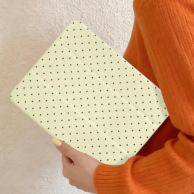 Lovmooful Compatible for iPad 11th 11-Inch A16 (2025),iPad 10 (10.9-Inch,2022 Model,10th Generation) Case with Pencil Holder Cute Polka Dot Aesthetic Design Soft TPU Trifold Stand Protective-Yellow