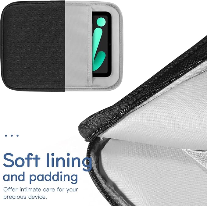 Dadanism 8-9 Inch Tablet Sleeve Bag Carrying Case for iPad mini 7th/6th 8.3", iPad mini 7.9", Galaxy Tab A7 Lite/A9 8.7", ‎Remarkable Paper Pro Move 7.3" 2025, Tab M8 8", Tab M9 9", Black