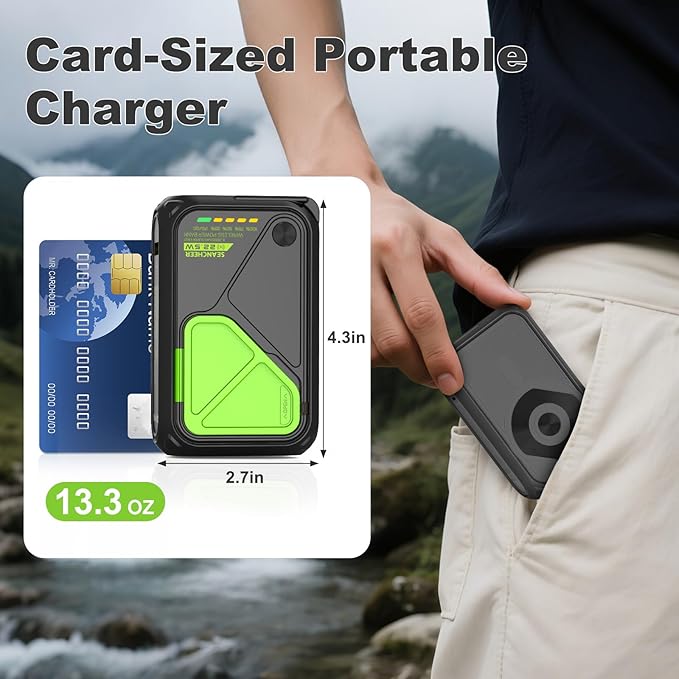 P05 Portable Charger, Magnetic Power Bank, Small Wireless PowerBank, Battery Pack 20000mAh Travel Essentials Fast Charging With Built in Cable, Foldable Wall Plug for iPhone,Samsung,Andriod