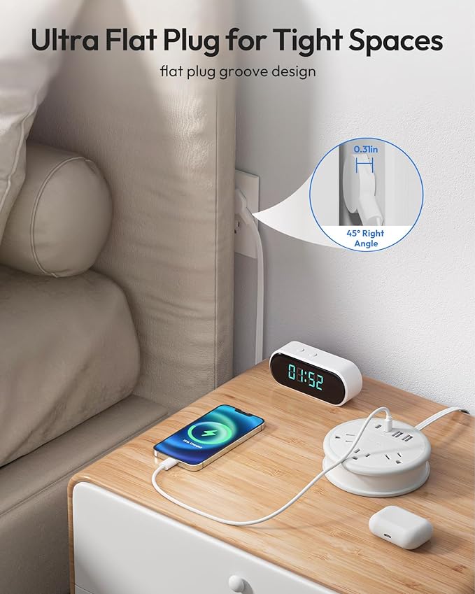 NTONPOWER Travel Power Strip, Travel Essentials, Cruise Essentials 2026 3 Outlets 4 USB Ports(2 USB C), 4FT Wrapped Around Extension Cord for Travel Cruise Ship Beach Vacation Essentials White