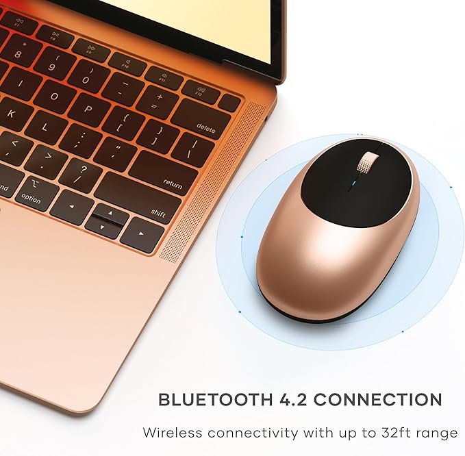 Satechi M1 Wireless Bluetooth Mouse, USB-C Rechargeable, Compact & Portable, for MacBook Air/Pro/Neo, iPad Air/Pro, iPad mini, Mac mini, iMac & Windows - Gold