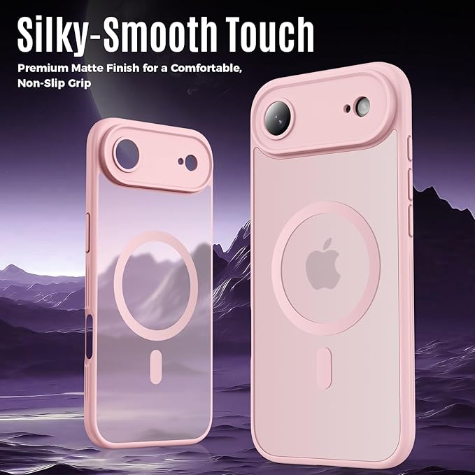 Symcele Designed for iPhone Air Case, Compatible with MagSafe, [Camera Protection] [15FT Military Drop Protection] Shockproof Translucent Matte Anti-Slip Thin Slim Phone Case, 6.5", Pink