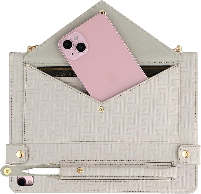 Handbag Case for iPad 9th 8th 7th Gen 10.2"/Air 3 2019/Pro 10.5, Techcircle Elegant Crossbody Folio Stand Wallet Case w/Pencil Holder, Card Slots, Hand Strap, Shoulder Strap, Off-White