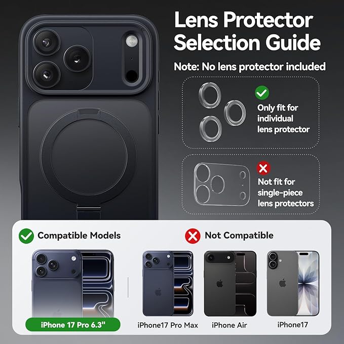 CASEKOO Ultra-Magnetic Stand for iPhone 17 Pro Case [Military Drop Protection] [Compatible with MagSafe] Shockproof Translucent Matte Slim Ring for iPhone 17 Pro Phone Case 6.3", Purple