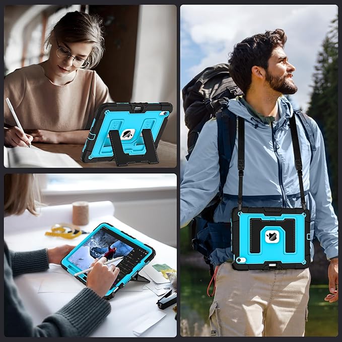 for iPad Air 11 Inch M4/M3/M2 (2026/2025/2024) iPad Air 5th/4th Generation Case 10.9 Inch (2022/2020),Military Grade Shockproof iPad Case Air 11 Inch with Pencil Holder, Black Blue