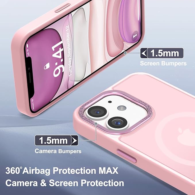 Newfuture Designed for iPhone 11 Case with Strong Magnetic [13 FT Military Drop Protection] [Compatible with Magsafe] Slim Translucent Matte Shockproof with Anti-Fingerprint Phone Case, Tender Pink