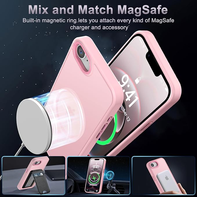 Newfuture Designed for iPhone 17e Case & iPhone 16e Case with Magnetic [13 FT Military Drop Protection] [Compatible with Magsafe] Translucent Shockproof with Anti-Fingerprint Phone Case, Tender Pink