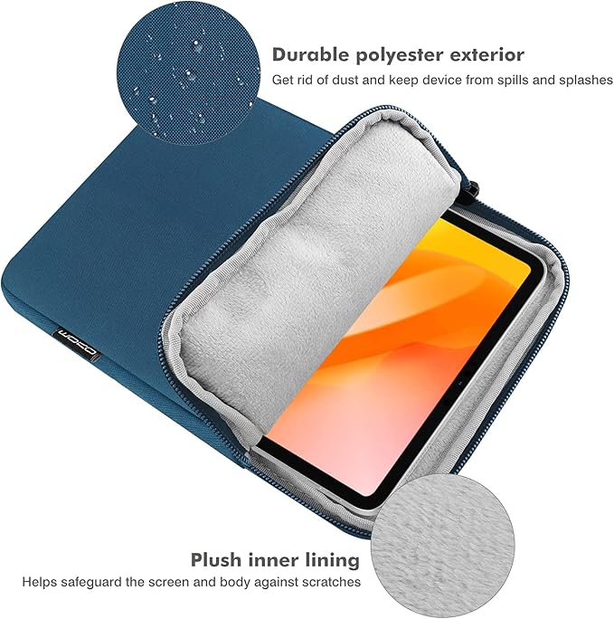 MoKo 13 Inch Tablet Sleeve Fits New 13inch iPad Air M4 2026, iPad Pro M5/M4/Air M3/M2 13", iPadPro 12.9", Galaxy Tab S8+/S9+ 12.4", Polyester Bag Fit with Apple Pencil or Smart Keyboard, Peacock Blue