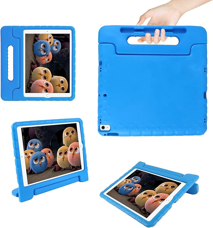 Kids Case for iPad Pro 12.9 2017(2nd Gen)/2015(1st Gen) with Pencil Holder and Handle Stand, EVA Rugged Cover Compatible with iPad Pro 12.9-inch for Child Boys Girls Toddlers(Blue)