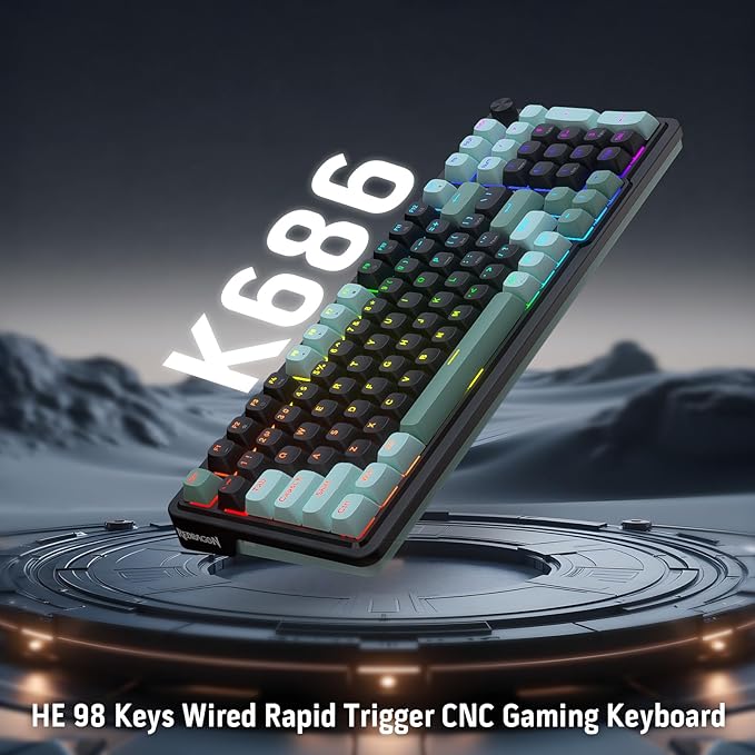 Redragon K686 HE Rapid Trigger Gaming Keyboard, 8K Wired Mechanical Keyboard w/Next-Gen UltraMag 100% POM Silky Magnetic Switch, Dual-Module Floating Patent Structure Design, 2-Layer Noise Dampening