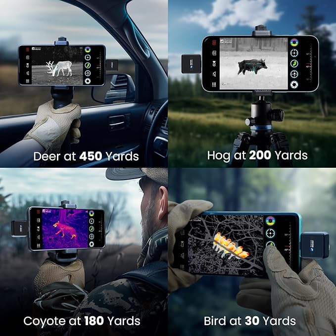 Thermal Master T2 Pro Android Thermal Monocular, 1579 Yards Night Infrared Camera with 13mm Lens, Tactical Handle, Scope Mount, Work for Outdoor Wildlife Observation, Light Black