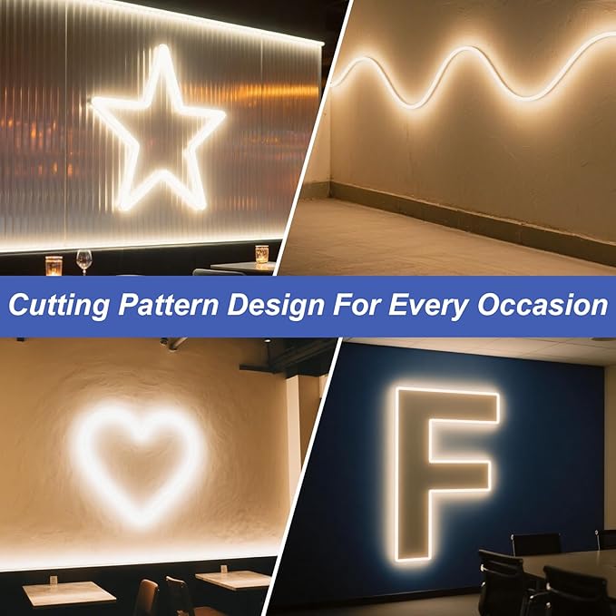 Warm White LED Strip Lights, 32.8ft Dimmable Bright Rope 3000K LED Light Strip, White 12V 600 LEDs Flexible Tape Lights for Bedroom, Mirror, Kitchen Decoration