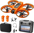 RC Drone with HD Dual Camera & Night LED, Brushless Motor Optical Flow Positioning Headless Mode S156 Mini Quadcopter, Beginner-Friendly FPV Photography Drones with 2 Batteries for Adults (Orange)