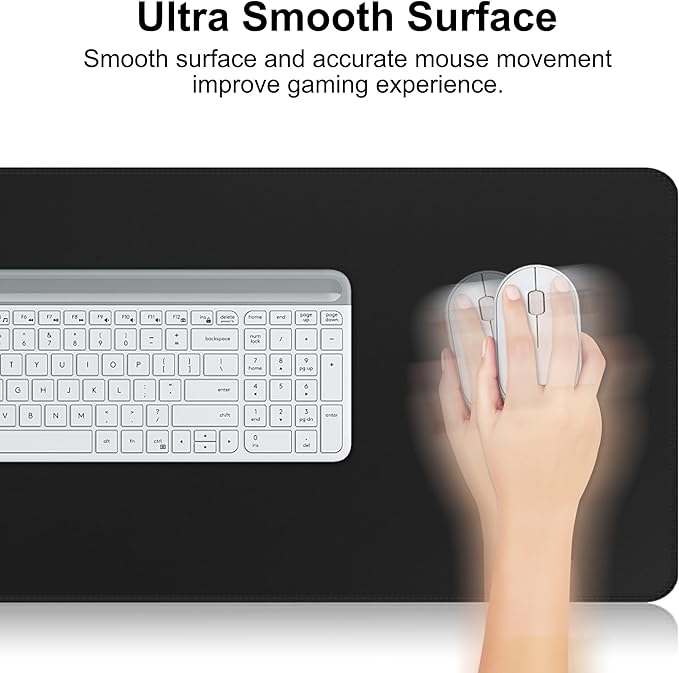 HGWALP Large Gaming Mouse Pad Extended XXL Mouse Mat Long Desk Pad with Stitched Edges for Keyboard Home Office Gaming Work Big Desk Pad (35.4x15.7IN,90x40) (Black)